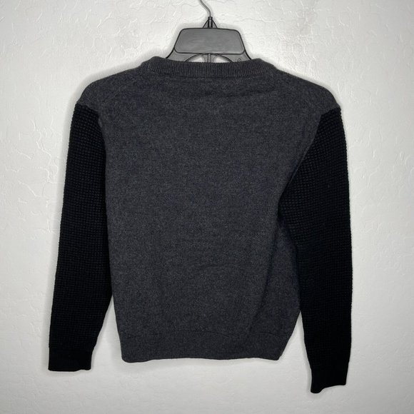 Kenzo Gray Black Colorblock Logo Wool Sweater - Picture 3 of 7